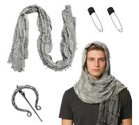 MINGJAY Sciarpa medievale Wrap Mantello,Medievale Unisex Vintage Mantello,Cappuccio con Spilla Perno,Rinascimentale Hooded Shaw,per Feste in Costume,Halloween,Feste,Carnevale