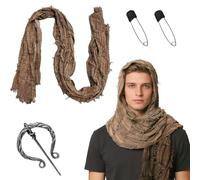 MINGJAY Sciarpa medievale Wrap Mantello,Medievale Unisex Vintage Mantello,Cappuccio con Spilla Perno,Rinascimentale Hooded Shaw,per Feste in Costume,Halloween,Feste,Carnevale