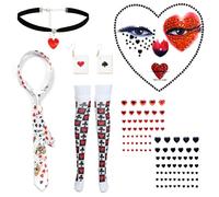 MINGJAY Set di Accessori Regina di Cuori Donna,7 Pezzi Accessori per il Costume da Regina,Set di Accessoris per Costume da Reginas,Accessoris Costumes,per Carnevale,Carnevali e Feste a Tema,Halloween