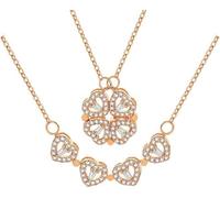 Mingkeda Collana pieghevole a forma di quadrifoglio, in argento Sterling 925, con zirconia cubica, quattro cuori e erba, collana da donna con ciondolo a forma di cuore, stile retrò, magnetico