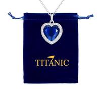 Mingkeda Titanic Heart The Ocean - Collana in argento con ciondolo a forma di cuore e zaffiro blu, idea regalo per donna, 26, Argento, Zirconia cubica