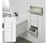 Minglez Nicchia Doccia Incasso Cestino per la Spazzatura Nascosto Piastrellabile e Portarotolo per Il Bagno, Nicchia da Incasso a Parete Sopra Il WC, Portascopino da Incasso a Filo Pavimento(White)