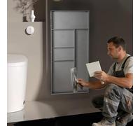 Minglez Nicchia Doccia Incasso Porta Carta Igienica Piastrellabile con Ripiano e Cestino, Mobiletto da Incasso a Parete Bianco per Bagno/Cucina, Inserto per Nicchia Doccia in Acciaio Inox(Gray)