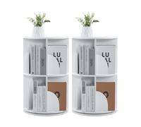 Mingone Libreria Bambini Girevole a 360°, Libreria Scaffale Legno a 2 Ripiani, Libreria Verticale a Colonna da Terra, Adatto per Camerette, Camere da Letto, Studi, Soggiorni e Uffici (Bianca,2)