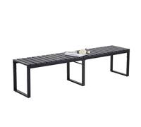 Mingone Panca da Giardino a 3 Posti Seduta in Resina Nera Panca da Esterno Gambe in Metallo Antiruggine Moderna, 180cm