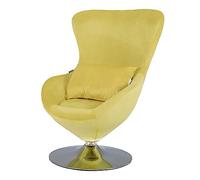 Mingone Poltrona Salotto Singola Poltroncina Camera da Letto Poltrone Girevole Moderno Sedie Velluto Ovale Poltrona Lounge da Leggere per Soggiorno Cocktail Party, Giallo