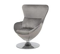 Mingone Poltrona Singola Lounge Divano Girevole Moderno Poltrona da Leggere Poltrona Ovale Velluto di Uovo per Camera Letto Soggiorno Cocktail Party, Grigio Scuro