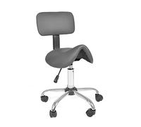 Mingone, sedia a sella con schienale girevole, sedia da lavoro, sgabello da ufficio con schienale, può ruotare di 360° (grigio, 1)