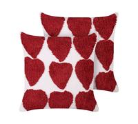 MINGORA Set di 2 cuscini Trama a cuore Rosso 45 x 45 cm Cotone