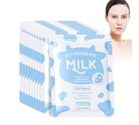 MINGRUO 10Pcs Maschera Viso Idratante, Sheet Face Mask, Maschere per il Viso idratante e lenitiva, Maschera Idratante Viso Nutriente, Cofanetto Skincare Viso Donna Per la Cura della Pelle (Latte)