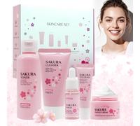 MINGRUO Set per Cura Della Pelle Del Viso Per Donna, Set per la cura del viso Sakura 5 pezzi, Set Regalo per la Cura Della Pelle, Set per la Cura Della Pelle Set Skincare Viso Completo Sakura