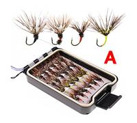 MINGSHAN 2. 4pcs / Box Tenkara vola in scatola di mosca impermeabile taglia 12 gancio spinato Tenkara pesca fly fly esca esca(24pcs set A)