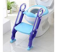 MINGYI Riduttore WC per bambini con scala regolabile, sedile WC per bambini, allenatore WC antiscivolo, adattatore WC a forma di V, U, O (viola-blu)