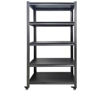 MINGYIHUI Scaffali Neri,scaffalature metalliche a 3/5 ripiani con ruote,Scaffale da Garage alto 1.8 metri,Scaffalatura Garage,Facile da Montare,Ideale per magazzini e uffici (Size:90x40x183cm)
