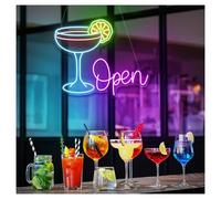 MINGYTN Insegna al Neon LED Insegna Al Neon Cocktail Open Con Luminosità Regolabile, Adatta Per Decorazioni Murali Da Bar E Feste, 48cmx61cm(D)