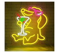 MINGYTN Insegna al Neon LED Insegna Al Neon Con Cane E Cocktail, Luce Dimmerabile Tramite USB, Per Bar, Pub, Ristoranti, Hotel, Decorazioni Da Parete 34cmx32.5cm