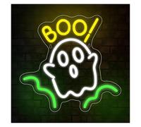 MINGYTN Insegna al Neon LED Insegna Al Neon Fantasma, Decorazione Per Atmosfera Festiva, Per Finestre, Pareti, Bar, Casa, Feste, Club, Negozi, Luce Dimmerabile 32.5х32.5cm