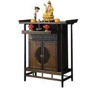 Mingyu Tavolo da altare buddista intagliato cinese, armadietto per meditazione/preghiera per offerte personali e rituali (noce, 150 cm)