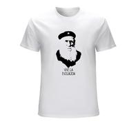 MINGYU VINIBABY Men's Charles Darwin Evolution 100% Cotton Origin of The Species Atheist Short Sleeve Top T-Shirts White S