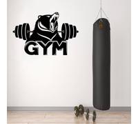Adesivo da parete con logo fitness Bear Gym - Adesivo rimovibile in vinile per sala fitness o sala sportiva, crea un'atmosfera di forza e passione 57 x 57 cm
