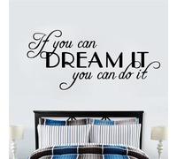 Adesivo da parete rimovibile con citazione motivazionale "If You Can Dream It, You Can Do It", per camere da letto e uffici, crea un'atmosfera edificante, 26 x 57 cm