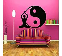 MINGYUANS Adesivo da parete rimovibile nero - Adesivo decorativo a tema meditazione yoga per soggiorno, camera da letto o studio yoga, crea un'atmosfera serena e armoniosa 42 x 34 cm