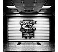 MINGYUANS Adesivo da parete rimovibile nero con tema garage per officina o officina meccanica, crea un'atmosfera vintage, 57 x 65 cm