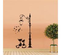 MINGYUANS Adesivo Murale Rimovibile Nero per Lampione Gatto in Cameretta Bambini Atmosfera Calda e Romantica 58x51 cm