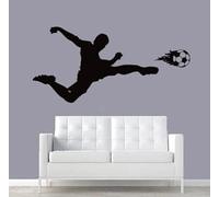 MINGYUANS Calciatore - Adesivo da parete nero rimovibile, adatto per stanze a tema sportivo o camere da letto per adolescenti, creando un'atmosfera energica 87 x 42 cm
