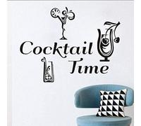 MINGYUANS Cocktail Time - Adesivo da parete nero rimovibile, adatto per decorazioni di bar o ristoranti, creando un'atmosfera rilassata77×58 cm