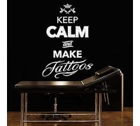 MINGYUANS Tattoo Studio Decor Keep Calm and Make Tattoos Adesivo da parete rimovibile nero per studio tatuaggi, crea un'atmosfera artistica professionale, 57 x 84 cm