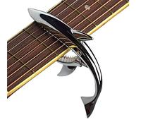 MINGZE Capotasto a forma di squalo, Guitar Shark capo chitarra acustica ed elettrica in lega di zinco per chitarra 6 corde con buona sensibilità della mano, nessun ronzio del tasto e durevole (nero)
