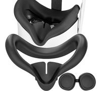 MINGZE Facial Interface Face Pad Cover, Silicone Comfort Face Cover Pad Compatibile con VR Accessori Meta/Oculus Quest 3, Ricambio Traspirante Cuscino Facciale con Manopola Regolabile (Nero)