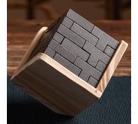 MINGZE Giocattolo del Cervello di Puzzle di Legno 54 Gioco a Forma di T-Block Blocchi Geometrico intelligenza Gioco Puzzle Sfera per Adulti/Bambini (Tutto nero)