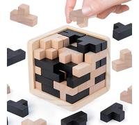 MINGZE Giocattolo del Cervello di Puzzle di Legno 54 Gioco a Forma di T-Block Blocchi Geometrico intelligenza Gioco Puzzle Sfera per Adulti/Bambini