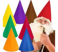 MINGZE Set di 7 cappelli da festa, cappelli da Babbo Natale, gnomo nano colorato, cappello da elfo in 7 colori per circonferenza della testa 60 cm, cappello nano da gnomo da giardino, accessorio per
