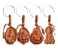 MINGZE Statuetta Di Buddhismo Portachiavi Buddista Cab Carving Diy Buddha Ciondolo Accessori Per Auto Fortunati (4 Zestaw)-B