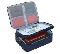 mingzhe Borsa Porta Certificati Multistrato in Tessuto Oxford con Chiusura a Codice di Sicurezza per Organizzare Documenti, Passaporti e File (Marina)