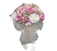 MINGZHE Bouquet da sposa per matrimonio, rose artificiali, bouquet da damigella d'onore, bouquet da sposa, decorazione di nozze, festa di nozze, festa in casa, rosa bianco
