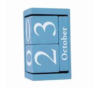 Mingzhe Calendario Perpetuo in Legno Design Vintage per la Visualizzazione della Data del Mese Ideale per Bar Ristoranti Uso Domestico Blocchi di Legno Dimensioni 9,4 * 5,2 * 4,1 Cm (Blu)