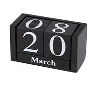 Mingzhe Calendario Perpetuo in Legno Design Vintage per la Visualizzazione della Data del Mese Ideale per Bar Ristoranti Uso Domestico Blocchi di Legno Dimensioni 9,4 * 5,2 * 4,1 Cm (Nera)