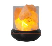 mingzhe Diffusore di Aromaterapia con Luce Notturna con Lampada al Sale Dell'Himalaya 7 LED Che Cambiano Colore, Cristallo di Rocca, Alimentato Tramite USB, per la Decorazione (Nera)
