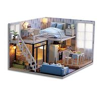 Mingzhe Kit Fai da Te in Miniatura per Casa delle Bambole - Casa in Legno Realistica con Mobili e Luci a LED - Perfetta per Compleanni di Natale e Regalo di San - 24,5 X 20,5 X 15, Cm
