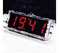 Mingzhe Kit LED Orologio Fai Da Te in Custodia Trasparente (Electronic | Compatto ed elegante, facile da installare, mostra ora, temperatura e data, funzione di controllo della luce