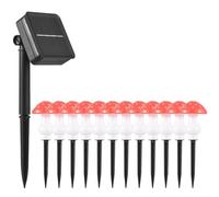 mingzhe Luci a Fungo Solare Confezione da 8 Luci da Percorso per Esterni a LED con 8 modalità di Illuminazione e Funzione di Memoria per la Decorazione del Giardino (Rosso Bianco Caldo)