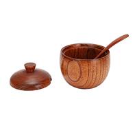 mingzhe Scatola in Legno Naturale di Giuggiola con Cucchiaio e Coperchio per Contenitore per Condimenti da Conservare Lo Zucchero e Il Sale