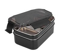 mingzhe Scatola per Il Pranzo Isolata in Acciaio Inossidabile 304 Box a Doppio Strato con Scomparti Coperchio a Prova di Perdite per Picnic di Viaggio Scolastico in Ufficio (Nera)