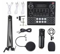 Mingzhe Scheda Audio Dal Vivo Multifunzionale e Kit Microfono a Sospensione Trasmissione di Registrazione Set Microfono a Condensatore Webcast Intelligente Scheda Audio Dal Vivo per (Nera)