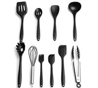 Mingzhe Set Completo di Utensili da con 10 Utensili in Silicone per Cucinare, Perfetti per Chef e Buongustai Casalinghi, Nessun Danno Alle Pentole (Nera)