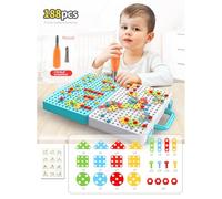 mingzhe Set di Mattoncini Giocattolo per Trapano Elettrico, 188 Pezzi per attività Educative Creative, Migliora la Coordinazione Occhio-mano Nei Bambini, Design di Archiviazione Portatile
